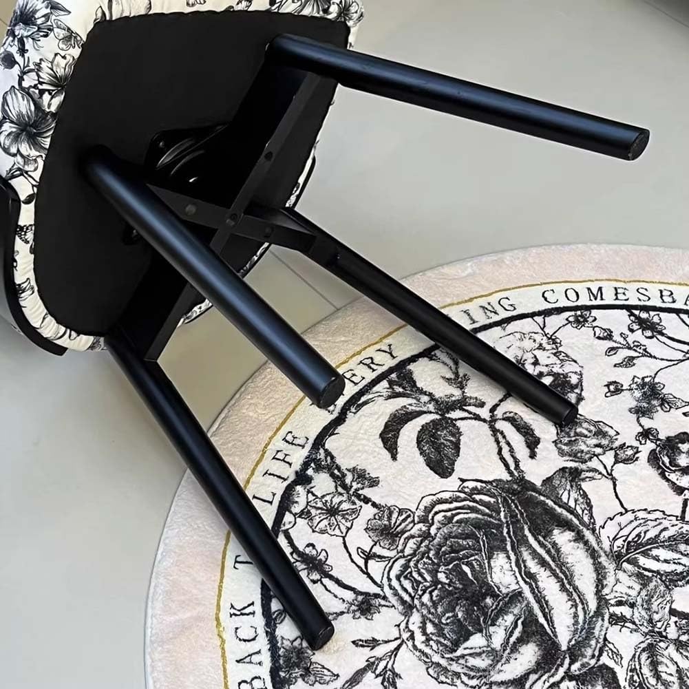 Etlegor Retro Wood Swivel Vanity Chair with Back, Square Makeup Chair, Upholstered Accent Armchair Solid Wooden Chair Legs for Home/Office/Bedroom(Black-A)