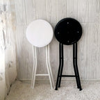Home Folding Stool, Heavy Duty Folding bar Stool Collapsible Padded Round Stool with 300 Pound Capacity (Color : White, Size : 24in) 1