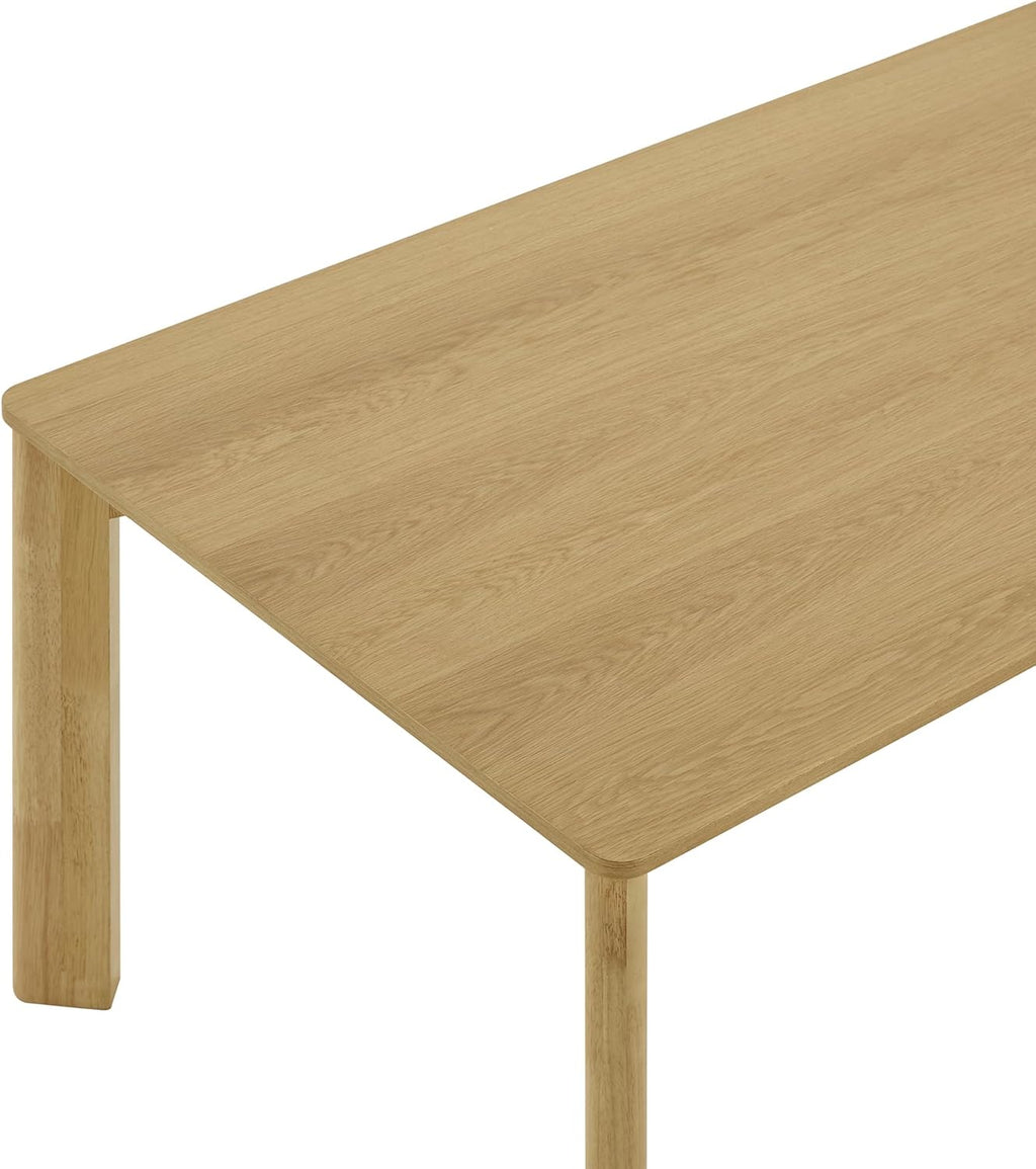 CHITA 59" Mid Century Modern Dining Table for 6, Rectangle Wood Kitchen & Dining Room Table, Solid Rubberwood Frame, Oak Venner