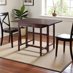 Furnifact Walnut Folding Dining Table – Compact Drop Leaf Table – Space-Saving Rectangular Kitchen and Dining Room Table for Small Homes, RVs, and Apartments