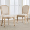 Kmax French Dining Chairs Set of 2, Farbric Upholstered Dining Chairs with Elegant Curved Legs High Back Armless Kitchen Chairs Side Chairs for Dining Room Restaurant - Linen, Beige/Natural Legs
