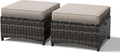 Joyside Outdoor Ottoman Set of 2, Patio Large Ottoman Foot Rest with Thickened Cushions, Outdoor Wicker Foot Stool for Porch, Deck Use