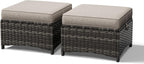 Joyside Outdoor Ottoman Set of 2, Patio Large Ottoman Foot Rest with Thickened Cushions, Outdoor Wicker Foot Stool for Porch, Deck Use