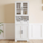 LEADZM Kitchen Cabinet Tall Cabinet with 4 Doors Buffet Cabinet for Kitchen Living Room Dining Room (4 Doors)