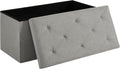 VECELO 30'' Folding Storage Ottoman Bench, Storage Chest, Linen Fabric Foot Rest Stool, 110L Storage Footstools for Bedroom and Living Room, Holds up to 440 lbs, Grey