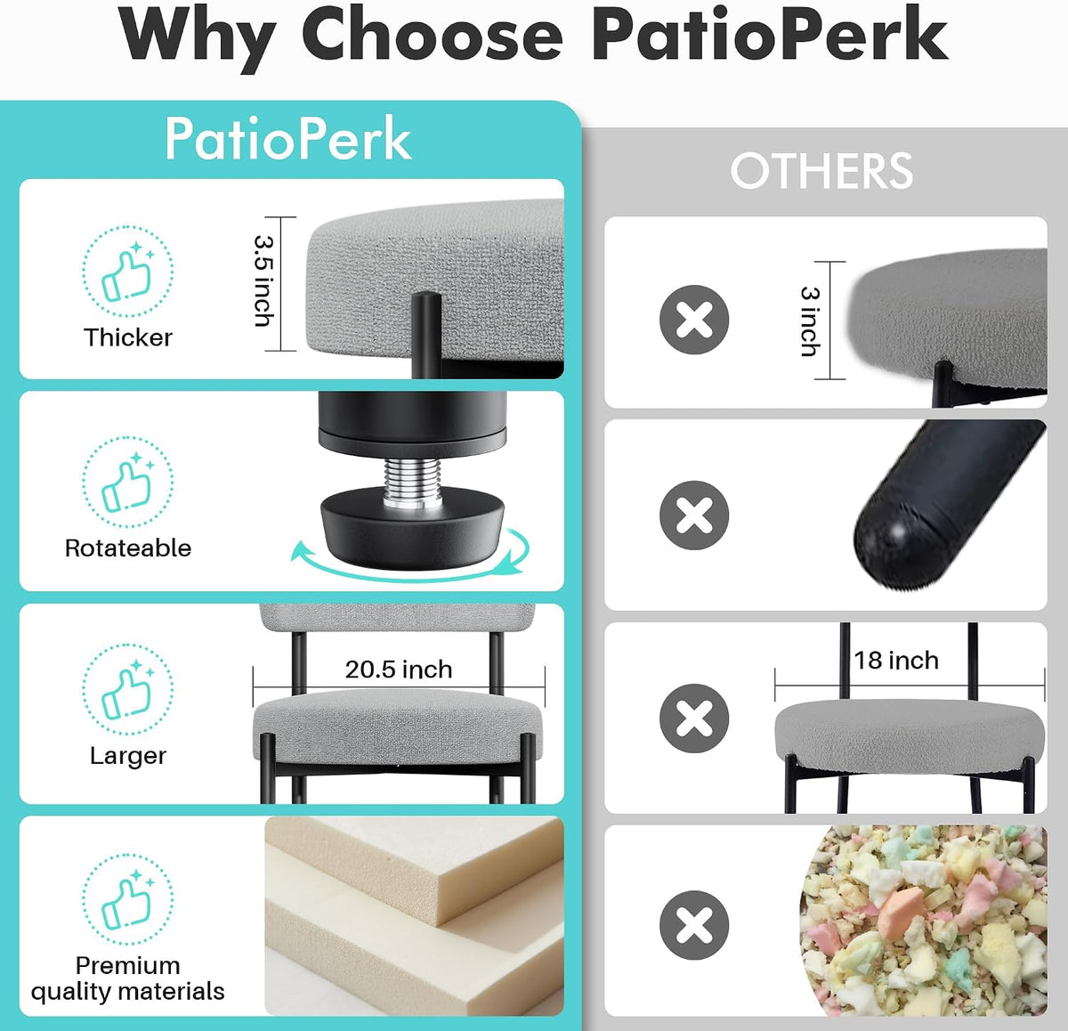 PatioPerk Boucle Dining Chairs Set of 6, Light Gray Mid Century Morden Chair with Curved Backrest, Round Upholstered Sherpa with Metal Legs, Suitable for Various Kitchen Styles