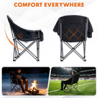 EMERIT 2 Pack Oversized Padded Camping Chairs, Heavy Duty 450 LBS Capacity Outdoor Folding Quad Chair with Cup Holder, Portable for Camping, Tailgating, Sports, Backyard & Patio, Black