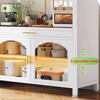 JKGHK Kitchen Pantry Cabinet Buffet with Drawer Storage, 72.8in Microwave Stand with 3 Adjustable Levels, Standing Bakers Racks with Glass Doors, for Dining Room(Black,100cm/39.3in)