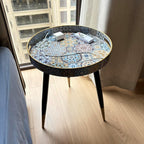 Small Round Accent End Table with Tray Top for Living Room, Bedside, Balcony (Metal Leg, 28)