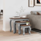 Gecheer 3 Piece Nesting Tables Set, Solid Mahogany Wood Side Tables, Antique Vintage Style End Tables for Living Room, Handmade Sturdy Coffee Table Set with Natural Imperfections, 3 Sizes