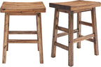 Alaterre Durango Solid Wood Rustic Bar Stool Set of 2, Natural, 26-Inch | Counter Height Backless Barstool Kitchen Seating with Saddle Seat, Barstools for Kitchen and Home Bar