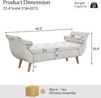 Setawix Velvet Upholstered Ottoman Bench with Flared Arms,Button Tufted Footstool Ottomans for Living Room Bedroom,Modern Rolled Arm Bed End Benches with Seating for Entryway,Window (Velvet Beige)