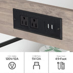 HOOBRO Kitchen Island with Storage, Kitchen Island Table with Power Outlet, 3 Tier Coffee Station and Microwave Stand, for Home, Dining Room, Greige and Black BG021ZD01
