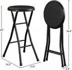 24 Inch Folding Stool Chair, Black Foldable Stool for Adults Portable, Lightweight Collapsible Bar Stool with Padded Seat, Compact Fold Up Stool for Parties, Weddings, Indoor Outdoor Use