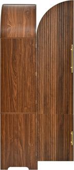 Merax 72" Tall Arched Cabinet Kitchen Pantry with 4 Doors, Fluted Storage Cabinets with 3 Adjustable Shelves & 1 Hidden Drawer & 8 Door Shelves, Versatile Cupboard for Kitchen, Dining Room, Brown