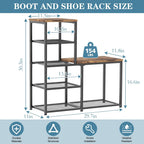 Shoe Rack Bench for Entryway,Free Standing Shoe Storage Organizer for Front Door Entrance,4-Tier Boot Rack Holder Shelf for Closet with Seat,Sturdy Shoe Shelves for High Heels(Brown)