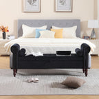 67" End of Bed Storage Bench King Size, Storage Bench for Bedroom, Velvet Bed Bench with Storage Upholstered Tufted Storage Ottoman Bench with Arms for Bedroom, Living Room, Entryway, Black