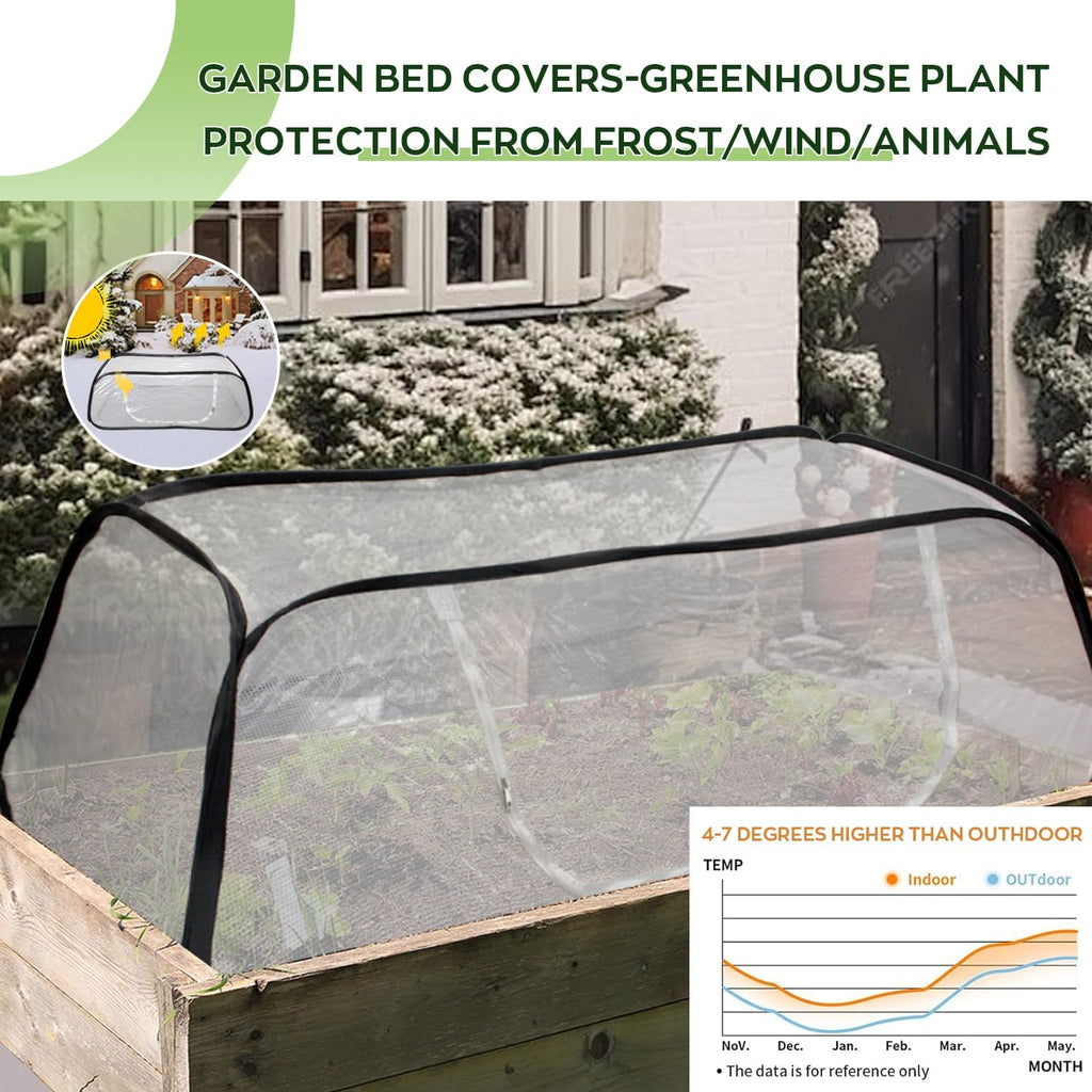 Raised Garden Bed Cover with Frame-4x2x1.3ft Garden Greenhouse Cover with Zipper Door,Garden Rows Accelerator Plants Cover for Vegetable & Flower Beds