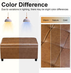 Asense Storage Ottoman Bench,Faux Leather Upholstered Ottoman with Storage,End of Bed Bench with Safety Hinge,for Entryway,Bedroom,Living Room