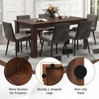 COSTWAY Dining Table for 4-6 People, 63” Rectangular Dining Room Table, Farmhouse Dinette Table with Large Computer Workstation, Modern Kitchen Table for Apartment, Living Room, Restaurant (Walnut)