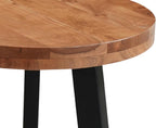 Mason Round Solid Wood End Table with Brown Top and Black Metal Base