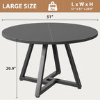 Jocoevol 51" Round Dining Table Kitchen Dining Room Circle Dinner Pedestal Table for 4 6 8, Space Saving Wood Kitchen & Dining Room Furniture (Black)