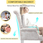 AODCHR Upholstered Velvet Accent Dining Chair, Elegant Tufted Dining Room Kitchen Room Arm Chair with Stainless Steel Leg, Beige