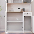 LUMISOL 71" Kitchen Pantry Storage Cabinet with Microwave Oven Countertop, Freestanding Hutch Cabinet with Adjustable Shelves, 6 Doors and 1 Drawer, White