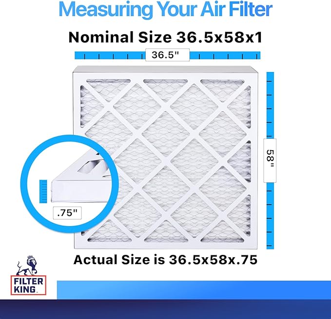Filter King 36.5x58x1 Air Filter | 4-PACK | MERV 8 HVAC Pleated A/C Furnace Filters | MADE IN USA | Actual Size: 36.5 x 58 x .75"