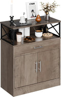 SUNLEI Kitchen Buffet Sideboard Cabinet, Storage Cabinets with 2 Doors and 1 Drawers, Open Storage & Adjustable Shelf, Farmhouse Coffee Bar Cabinet with Storages for Kitchen, Rustic Grey