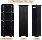 Corner Storage Cabinet 72" H Wooden Kitchen Pantry with 8 Doors, Freestanding Bookshelf Cabinet with Adjustable Shelves for Living Room (Black & Style 2)