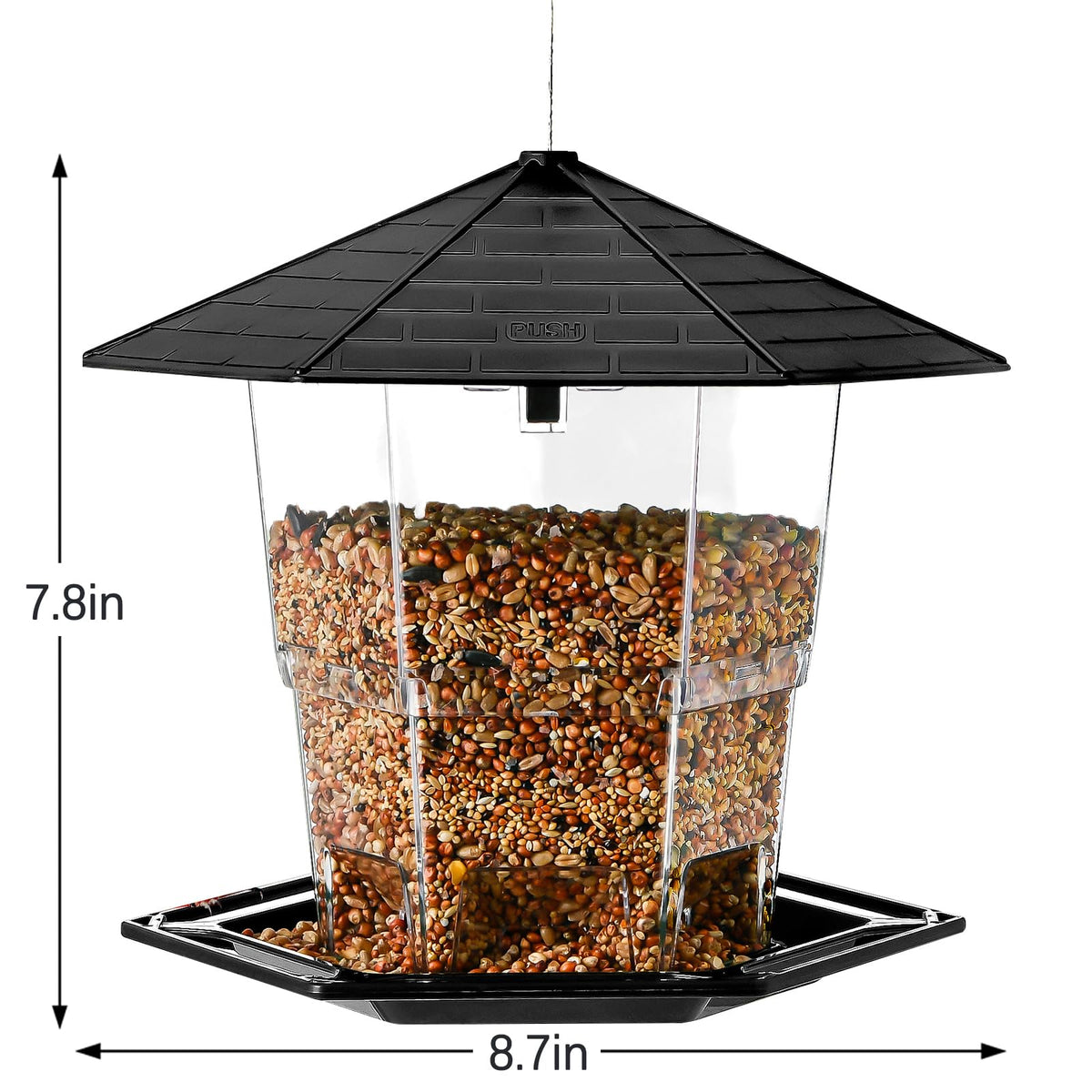 Jealoeur Bird Feeders for Outdoors Hanging Bird Feeder Wild Birds Seed, Black