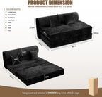 59" Convertible Sofa Bed with High Backrest & Washable Cover, Compression Couch in a Box, Sectional Loveseat Floor Sleeper Sofa for Bedroom, Living Room, BlackFleece