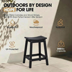 AMILY 24'' HDPE Bar Stool Set of 2, Weather Resistant Outdoor Bar Stools, Heavy Duty All-Weather Patio Stools for Poolside, Backyard, Balcony, Easy Assembly (Black)