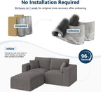 Modular Sleeper Sofa Couch Modern Sectional Couches for Living Room - 79" L-Shaped Cloud Couch - Easy Assembly Corduroy Convertible Sponge Compression Sofas with Chaise for Home House(Grey)