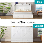 BALUS Queen Murphy Bed, Murphy Cabinet Bed with 2 Storage Drawers &USB Charging Station, Space-Saving Murphy Beds for Living Room/Bedroom, White