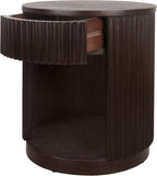 NPD Furniture Truro 19-Inch Round Accent Table with Storage Shelf, 2-Tier Side End Table with Fluted Column for Living Room, Dark Brown
