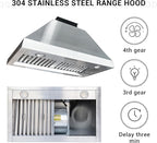 CHETTO C Stainless Steel Range Hood Cover with 4-Speed Vent Hood Insert Custom Handcrafted Metal Kitchen Fan with Towel Rack LED Light 30"W x24"D x36"H White Wall Mount