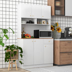 71" Tall Kitchen Hutch, Modern Pantry Storage Cabinet with Power Outlets, Microwave Shelf, Adjustable Shelves, Freestanding Buffet Cupboard for Dining Room