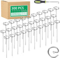 300 Pack 6 Inch Landscape Staples, Thickened 8 Gauge Circle Top Garden Stakes Heavy Duty Galvanized Landscape Fabric Pins for Securing Weed Barrier, Turf, Lawn, Fence, Tent