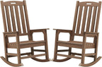 Psilvam Outdoor Rocking Chair Set of 2, Oversized Porch Rocker (Dark Brown)