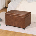 Asense 24-Inch Storage Ottoman Bench,Foot Stool Ottoman with Storage, Faux Leather Upholstered Foot Rest Seat with Safety Hinge,Wood Legs Stool for Living Room, Bedroom,Entryway,Coffee Brown
