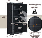LOKO Kitchen Pantry Storage Cabinet, Modern Kitchen Cupboard with Adjustable Shelves and Anti-toppling Device, Multifunctional Floor Cabinet, 24 x 13 x 48.5 inches (Black)