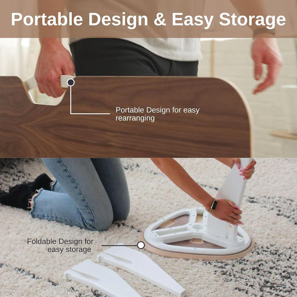 HOEK Side Table - Modern Square End Table and Multipurpose Stool with One-Click Assembly, Compact 17" x 17" Accent Table for Living Room, Bedroom, or Home Office (Walnut/White)