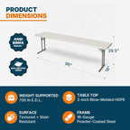 OEF Furnishings OEFBT-SEM1896 Commercial-Grade Premium Industrial Seminar Folding Table with Thick Blow-Molded Top and 16-Gauge Cantilever Steel Legs (Seminar, 18" × 96", Speckled Gray Top)