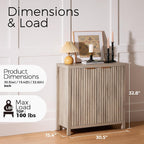 Walsham Sideboard Buffet Cabinet with Storage, 30.5'' Fluted Modern Credenza with Doors & Adjustable Shelves Mid Century Media Console for Living Room Hallway (Grey Oak, 1 Pack)