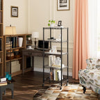 Small 5 Tier Shelves Storage Wire Shelving Unit Metal Shelf Adjustable Organizers Storage Shelving with Wheels for Bathroom Laundry Room Kitchen Pantry12”D x 18”W x 57.2”H Black