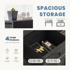 DUMOS Nightstand with 4 Drawers Bedside Table with Removable Fabric Bins Sturdy Steel Frame Wood Top Organizer Furniture for Bedroom Closet Living Room