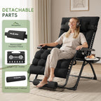 Amopatio Oversized Zero Gravity Chair XXL 33Inch Reclining Camping Lounge Chairs w/Removable Cushion&Headrest, Upgraded Lock and Footrest, Folding Patio Recliner for Indoor Outdoor, Black