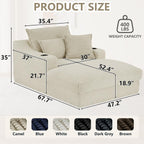 67.7" Chaise Lounge Chair Indoor with Cup Holders & Side Pocket, Oversized Floor Lounger Chairs Indoor with 3 Soft Pillows, Deep Seat Reading Lounge Couch for Living Room, Apartment, Camel